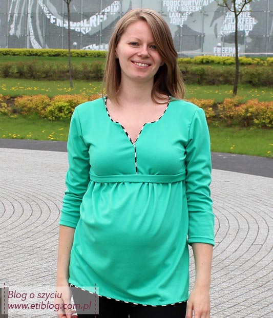 Bluzka ciążowa z marszczeniem i wypustką (szycie krok po kroku) + opis jak przygotować wykrój -3